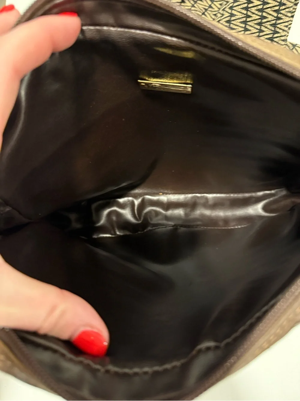Mario Valentino Brown Leather Wristlet Travel Pouch
